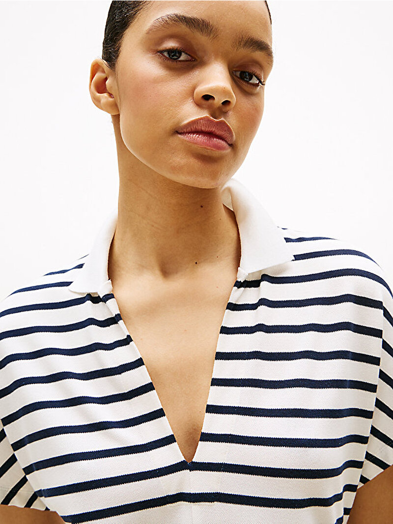 Kadın Lyocell Tipping Polo Yaka Elbise Lacivert WW0WW4646403L