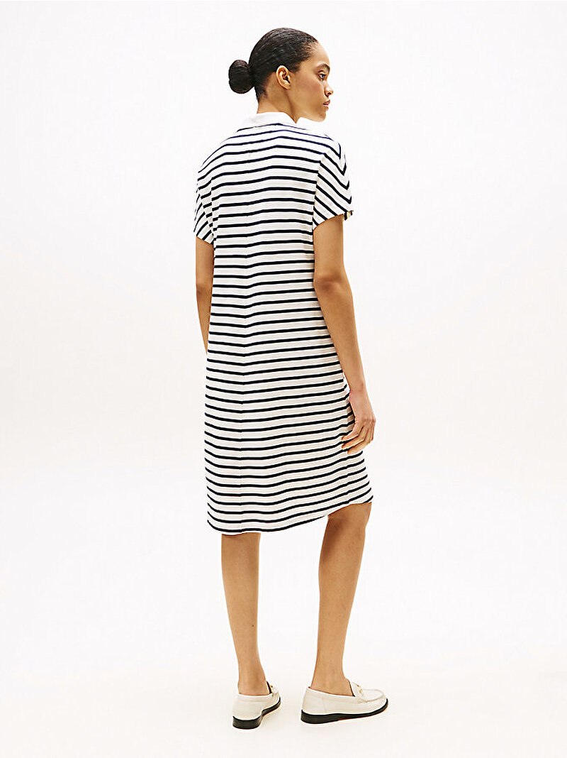 Kadın Lyocell Tipping Polo Yaka Elbise Lacivert WW0WW4646403L