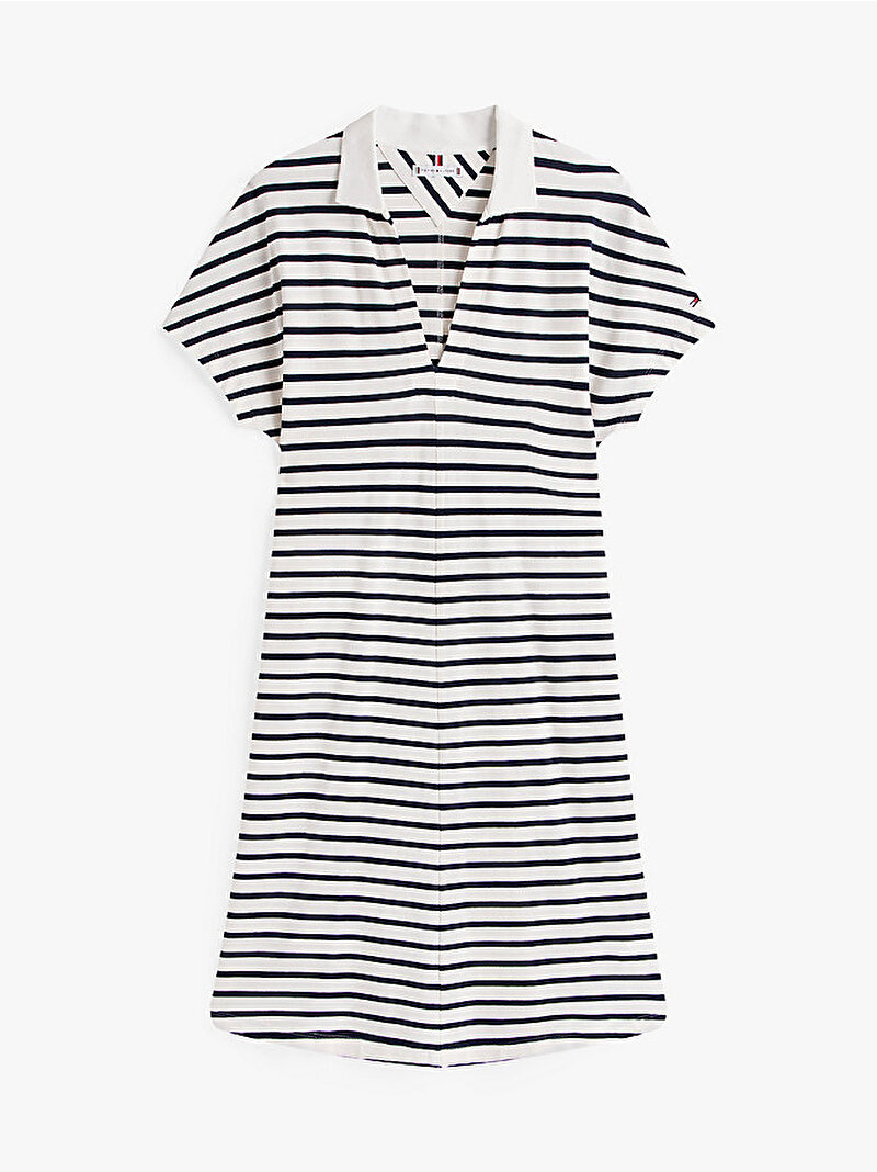 Kadın Lyocell Tipping Polo Yaka Elbise Lacivert WW0WW4646403L