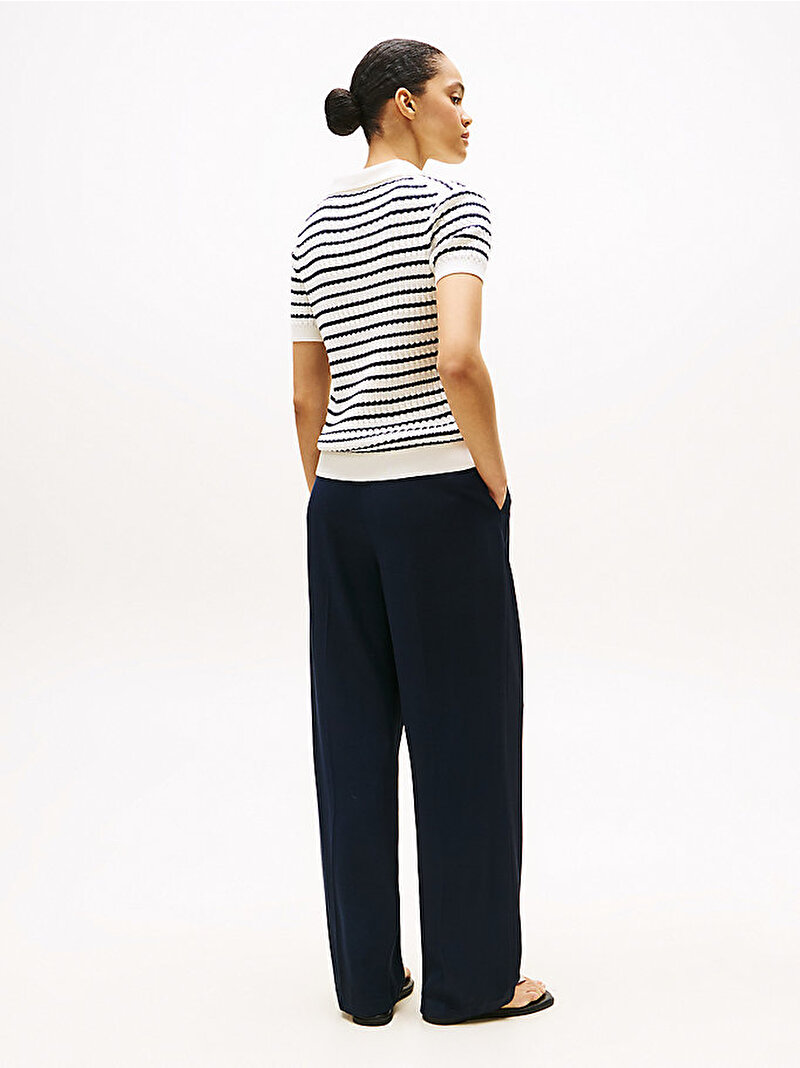 Kadın Co Cable Fine Polo T-shirt Lacivert WW0WW414740FG