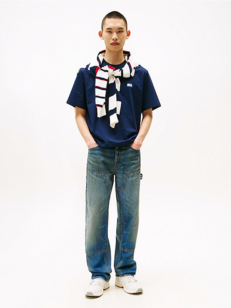 Erkek TJM 90s Pop Col T-shirt Lacivert DM0DM21785C1G