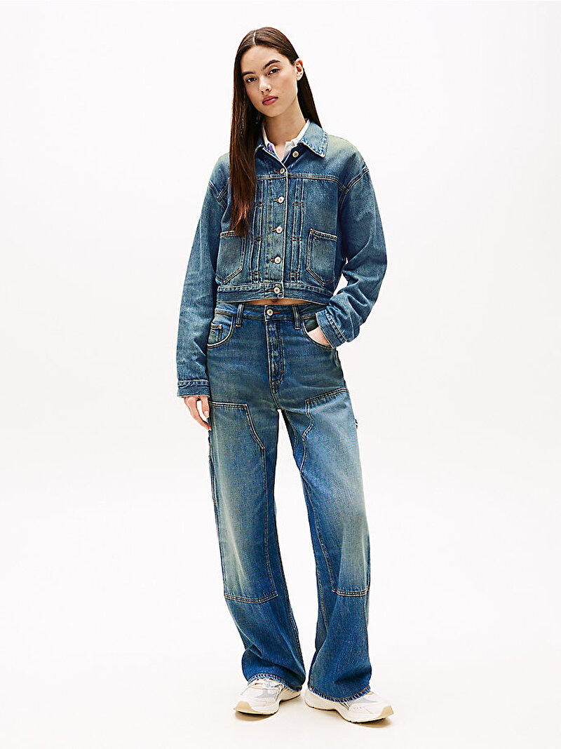 Kadın Pleated Trucker Denim Ceket Mavi  DW0DW210611A5