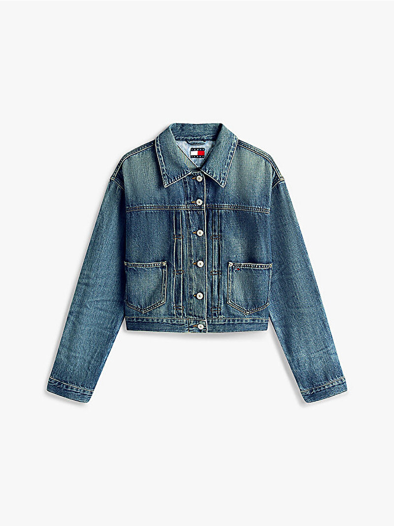 Kadın Pleated Trucker Denim Ceket Mavi  DW0DW210611A5