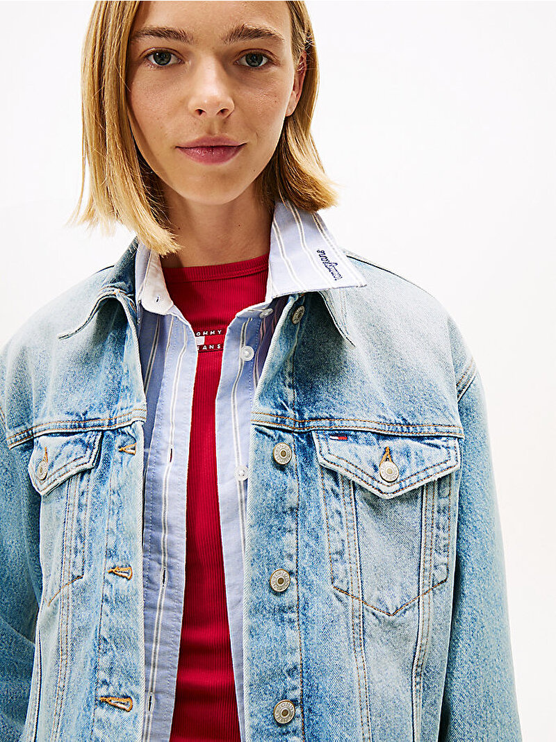 Kadın Cropped Trucker Denim Ceket Mavi  DW0DW210631A5