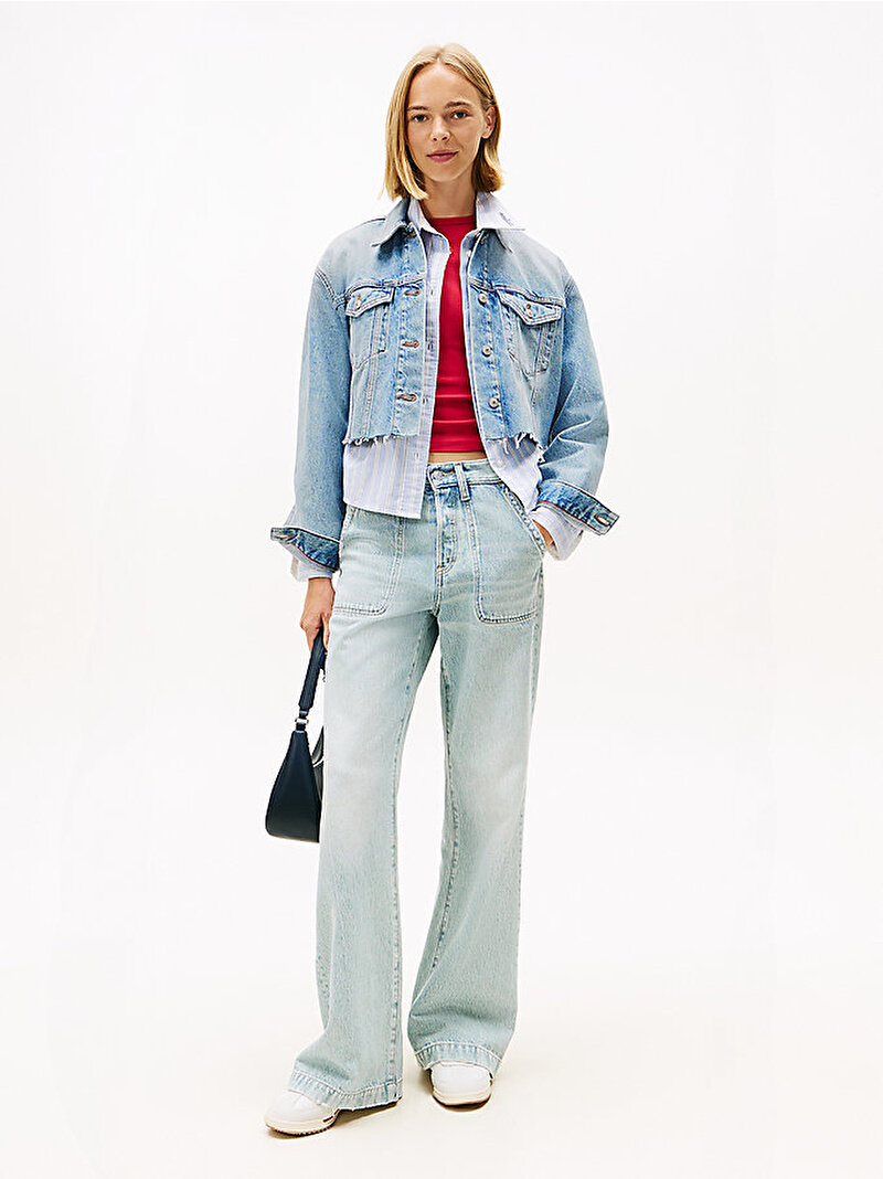 Kadın Cropped Trucker Denim Ceket Mavi  DW0DW210631A5