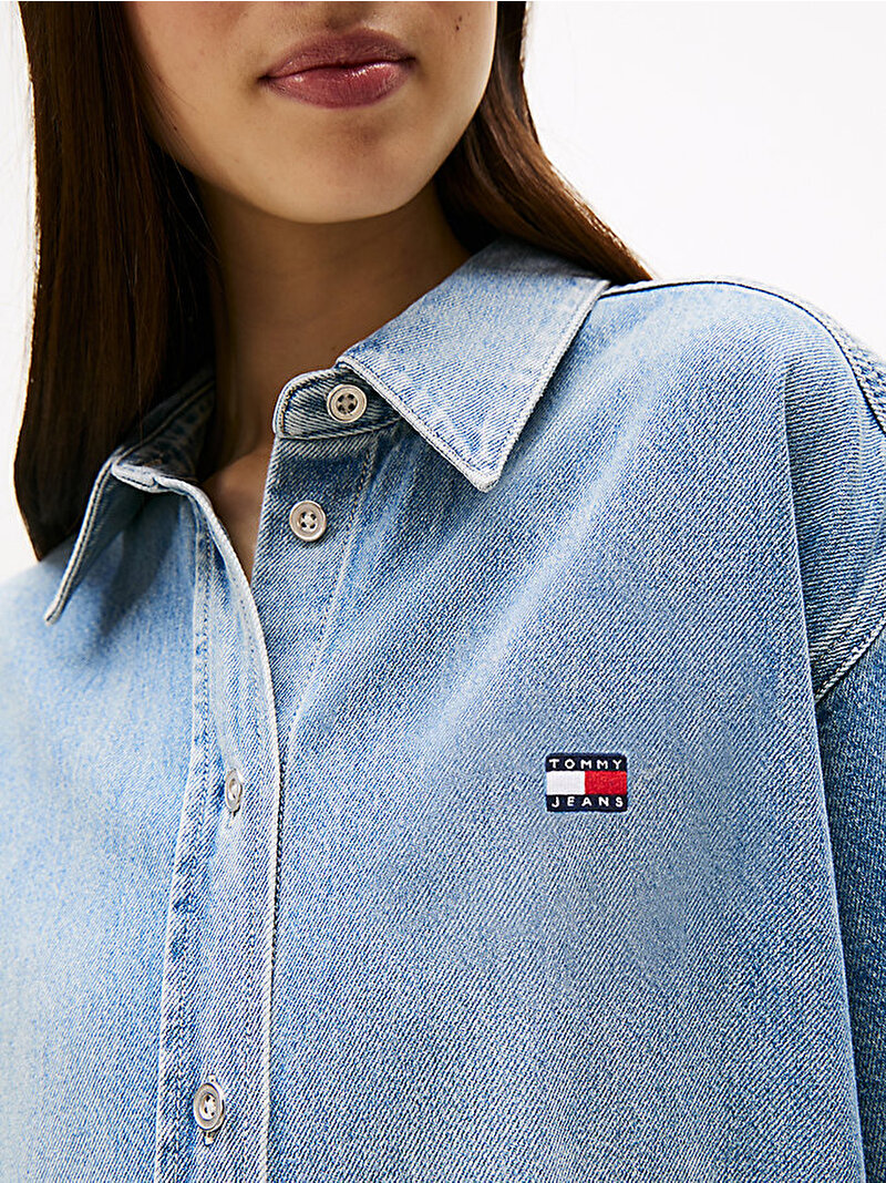 Kadın TJW Denim Gömlek Elbise Mavi  DW0DW212051AB