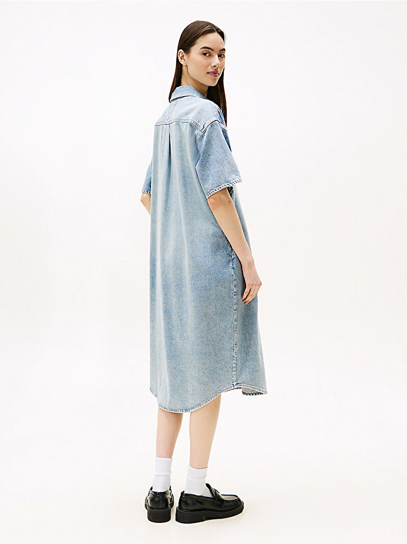 Kadın TJW Denim Gömlek Elbise Mavi  DW0DW212051AB