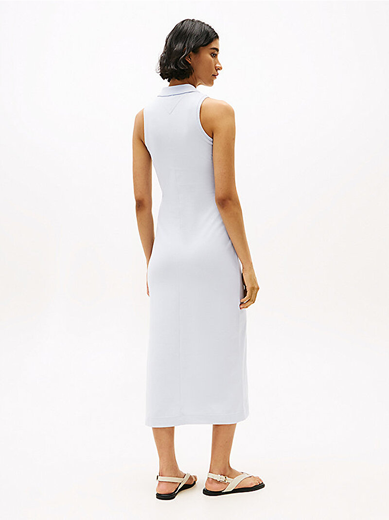 Kadın 1985 Midi Slim Polo Yaka Elbise Mavi  WW0WW45765C1O