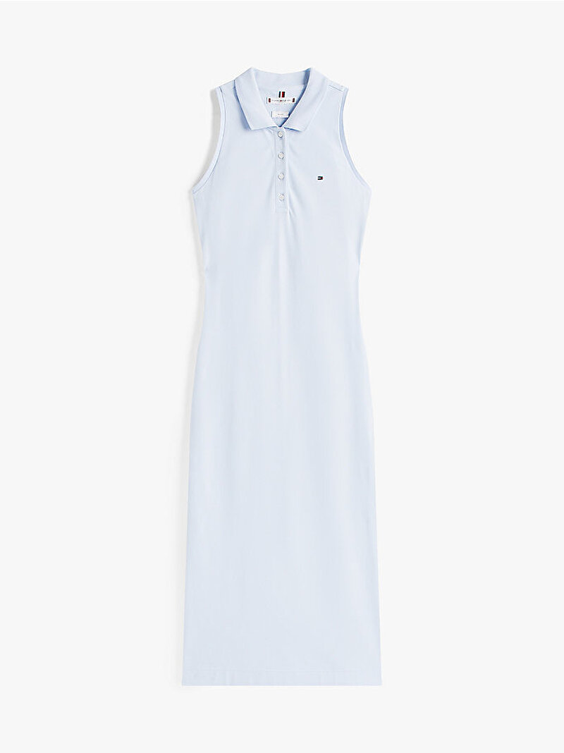 Kadın 1985 Midi Slim Polo Yaka Elbise Mavi  WW0WW45765C1O