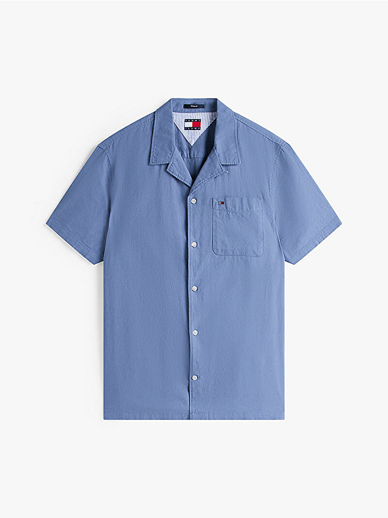 Erkek TJM Linen Blend Camp Gömlek Mavi  DM0DM20895PO6