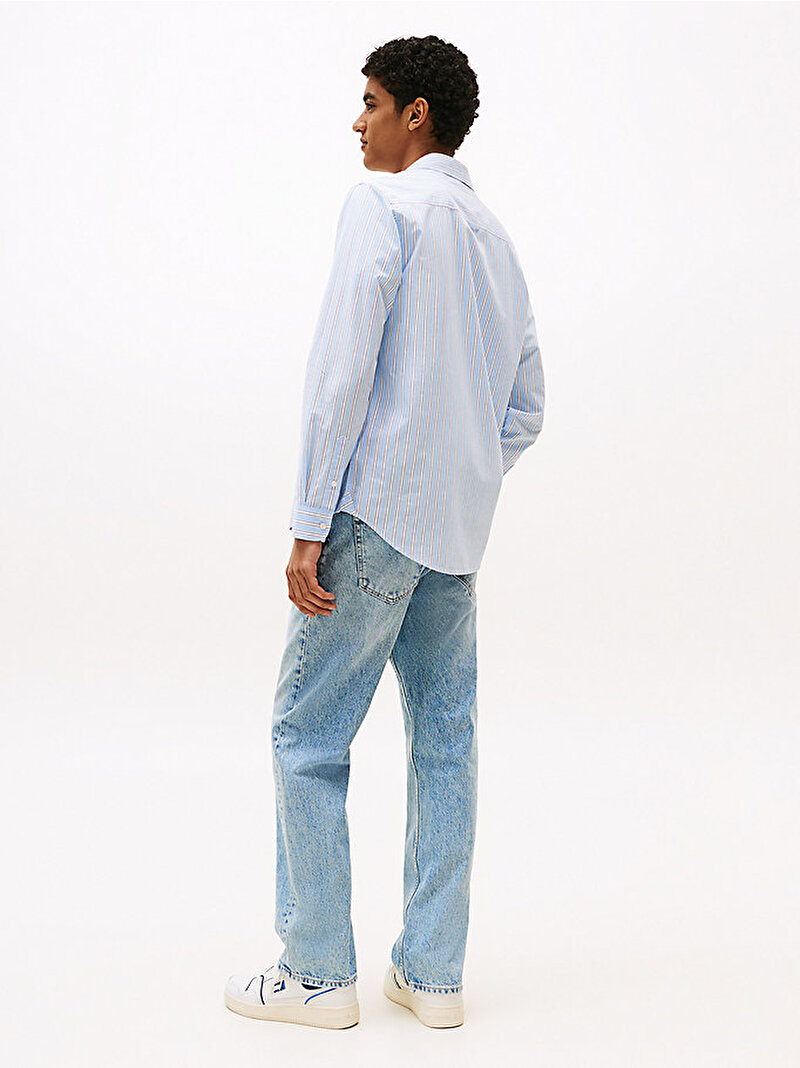Erkek TJM Essential Poplin Regular Gömlek Mavi  DM0DM21693C3Q