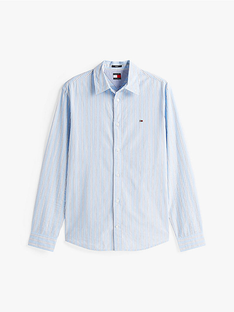 Erkek TJM Essential Poplin Regular Gömlek Mavi  DM0DM21693C3Q