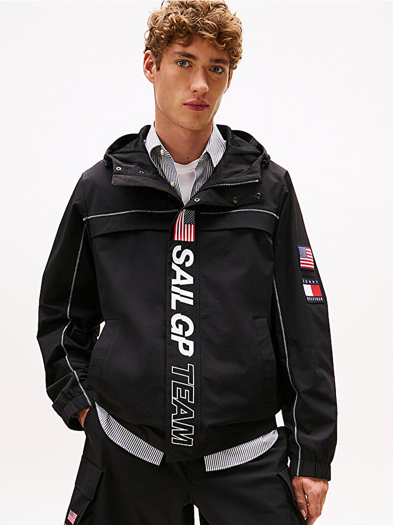 Unisex Tommy x U.S. Sail GP Team Ripstop Relaxed Rüzgarlık Siyah MW0MW41413BDS