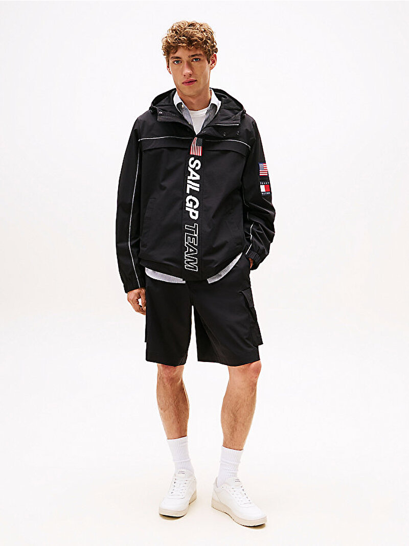 Unisex Tommy x U.S. Sail GP Team Ripstop Relaxed Rüzgarlık Siyah MW0MW41413BDS