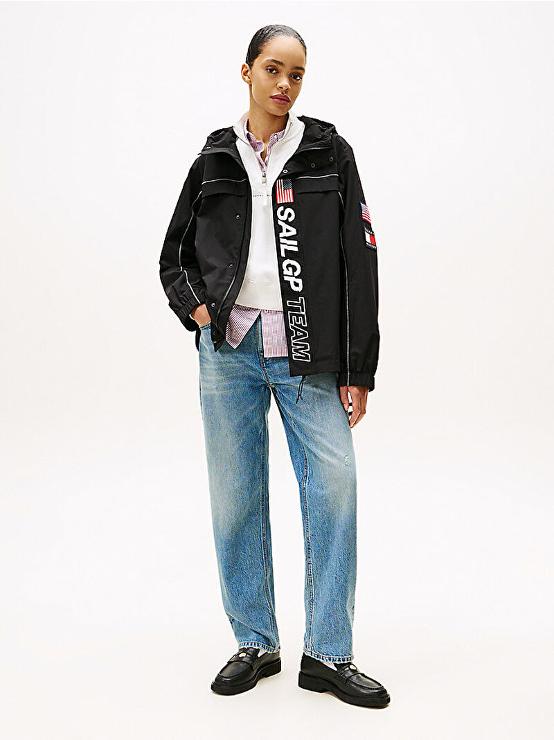 Unisex Tommy x U.S. Sail GP Team Ripstop Relaxed Rüzgarlık Siyah MW0MW41413BDS