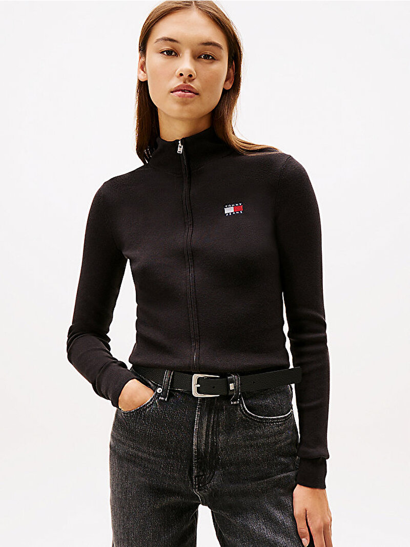 Kadın TJW Zip High Neck Hırka Siyah DW0DW20967BDS