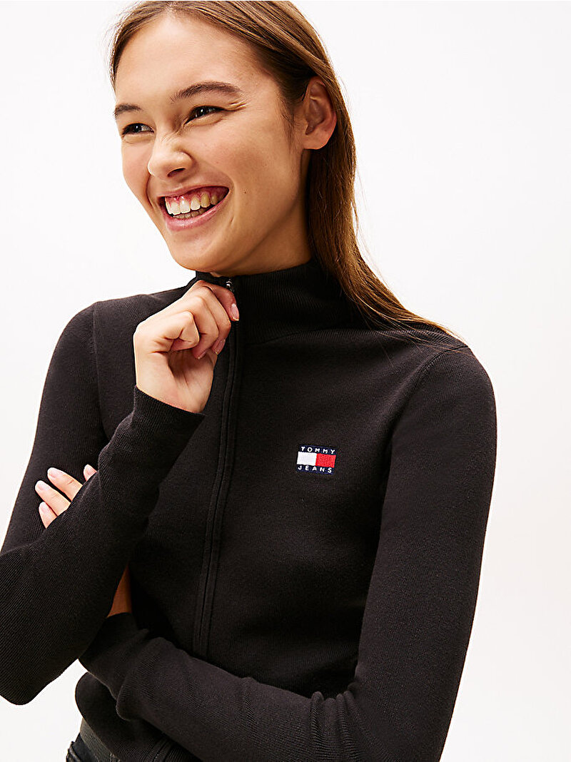 Kadın TJW Zip High Neck Hırka Siyah DW0DW20967BDS