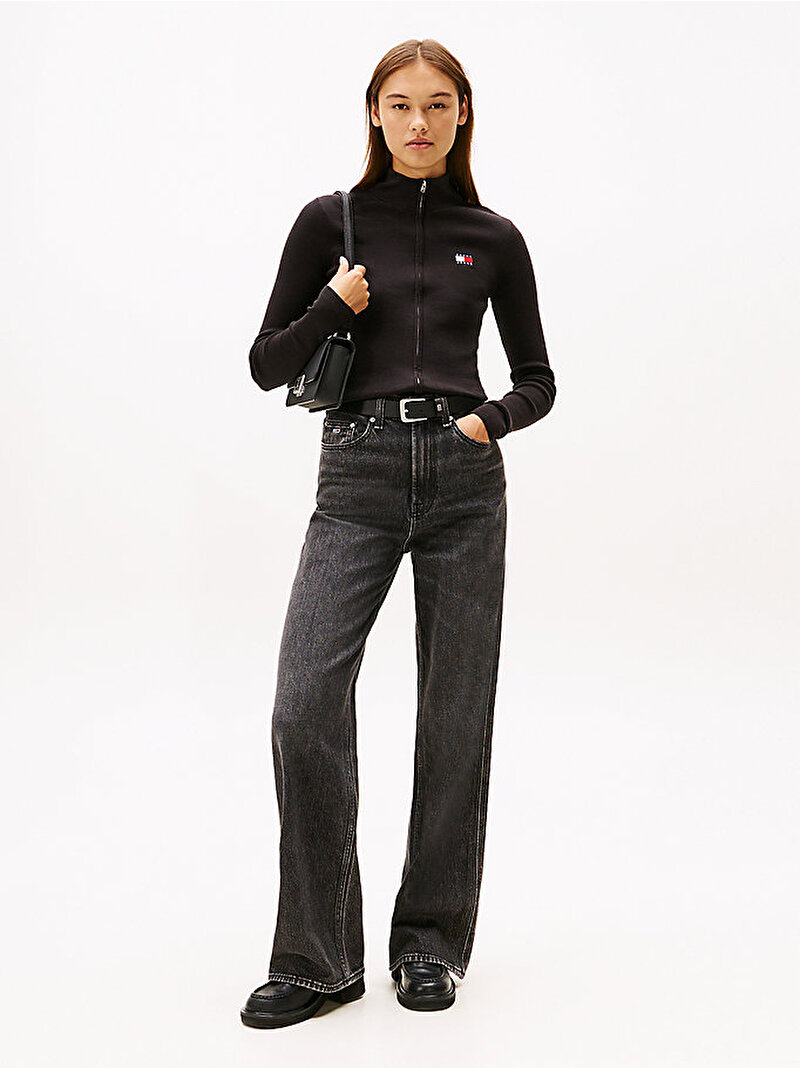 Kadın TJW Zip High Neck Hırka Siyah DW0DW20967BDS