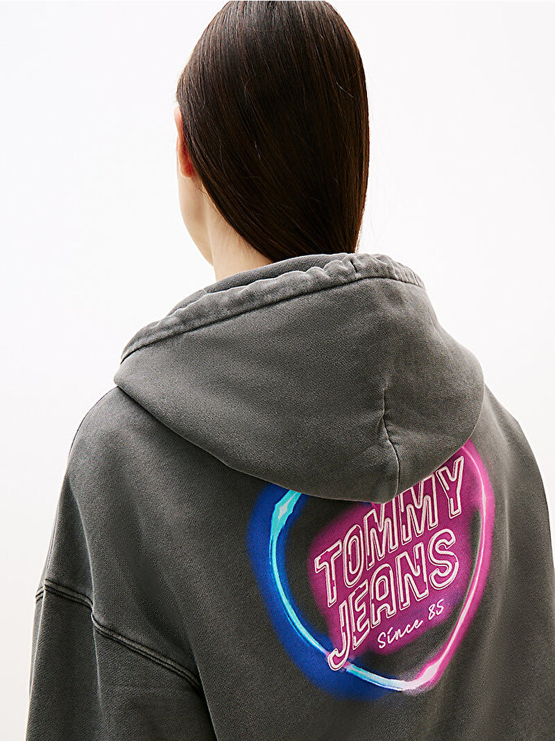 Kadın TJW Boxy Neon Hoodie Gri DW0DW20945BDS
