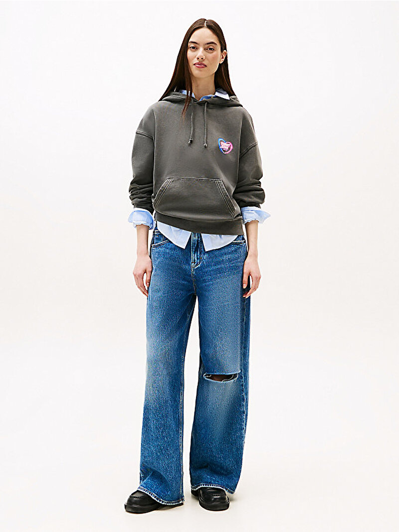 Kadın TJW Boxy Neon Hoodie Gri DW0DW20945BDS