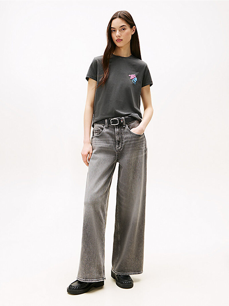 Kadın TJW Regular Neon Cherry T-shirt Gri DW0DW221120GJ