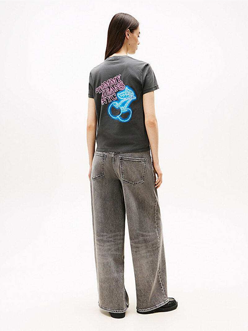 Kadın TJW Regular Neon Cherry T-shirt Gri DW0DW221120GJ