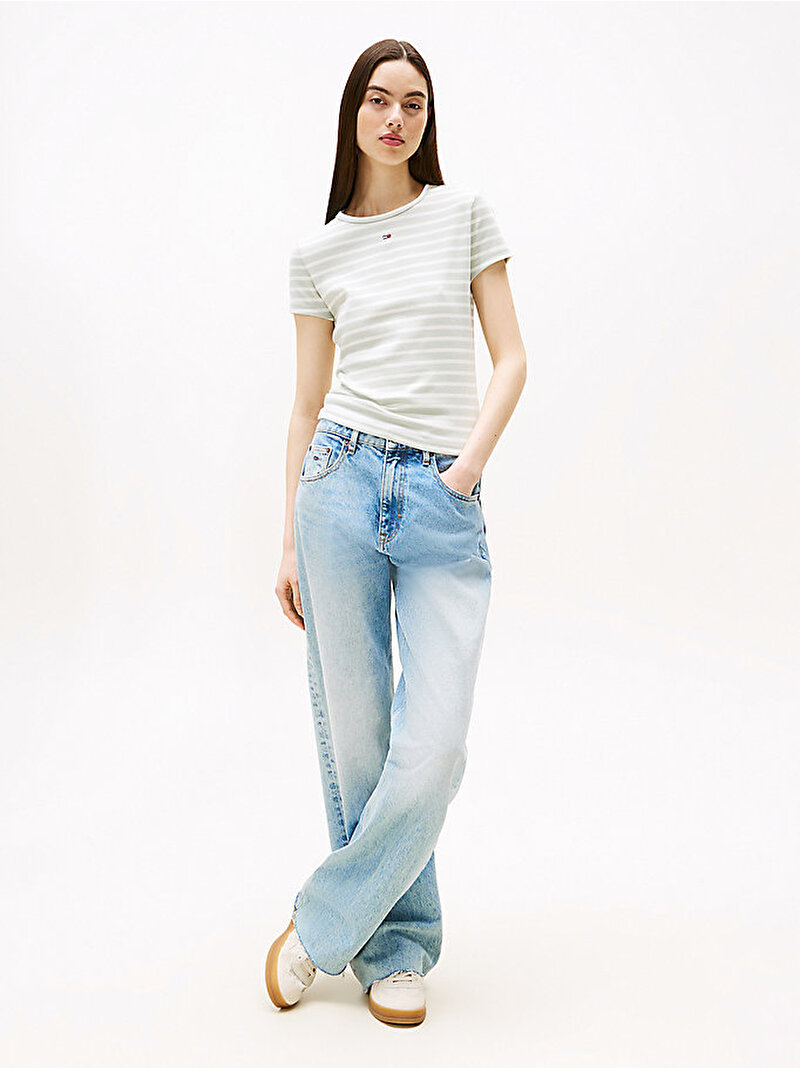 Kadın TJW Slim Essential T-shirt Yeşil DW0DW173830CD