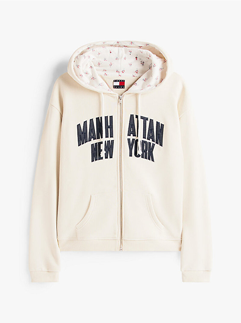 Kadın TJCW Varsity Zip Sweatshirt Ekru DW0DW21129ACH