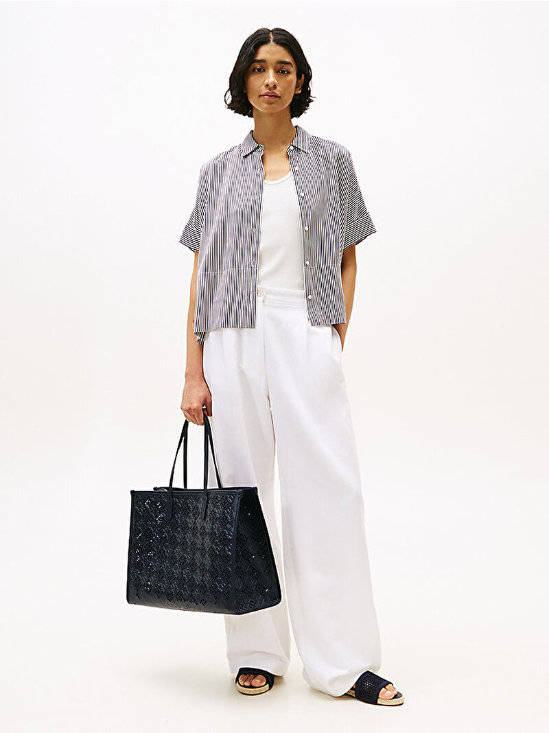 Kadın TH City Mono Tote Çanta Lacivert AW0AW17501DW6