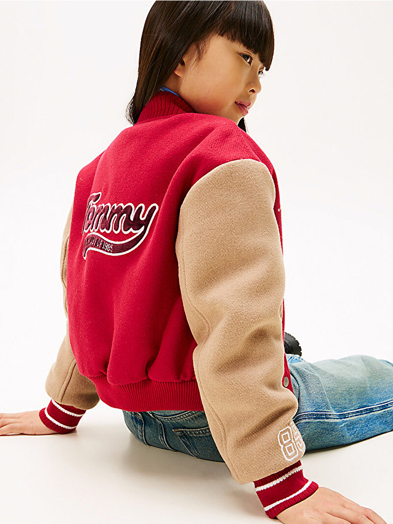 Kız Çocuk Letterman Varsity Bomber Ceket Kırmızı KG0KG08859XJP