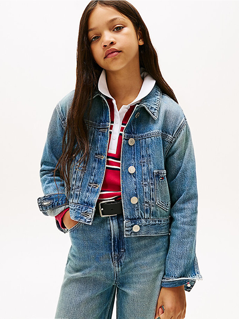 Kız Çocuk Denim Flag Ceket Mavi  KG0KG090181AA