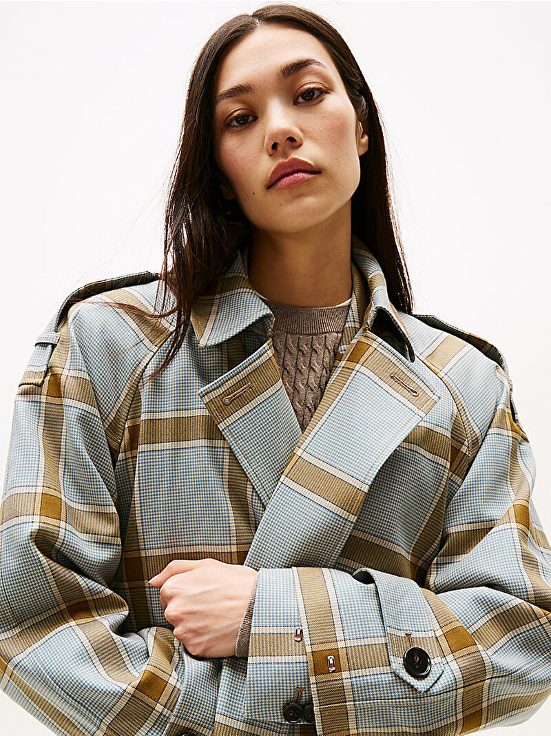 Kadın Light Wool Check Trençkot Çok renkli WW0WW468690LH