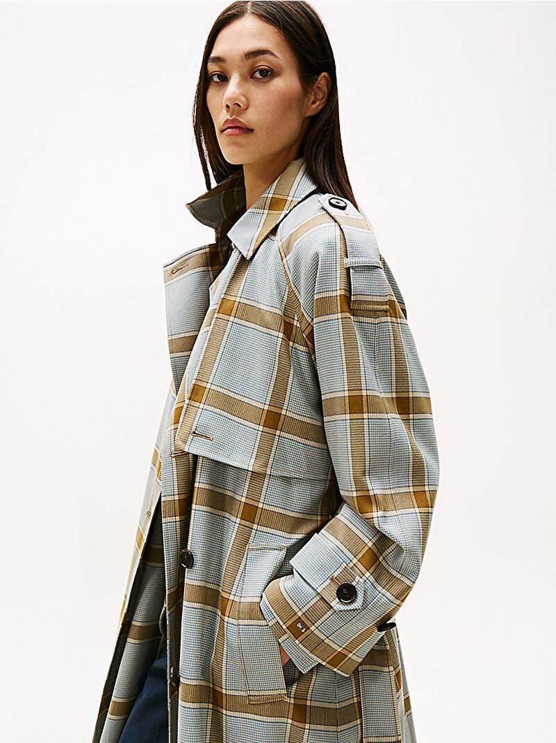Kadın Light Wool Check Trençkot Çok renkli WW0WW468690LH