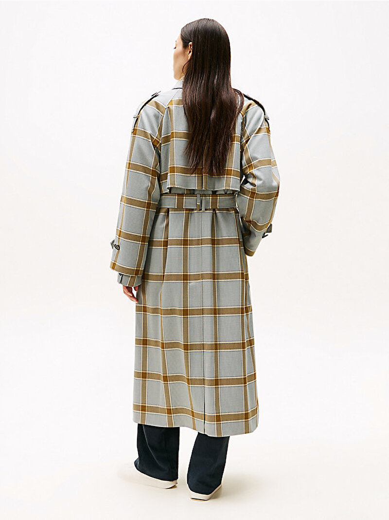 Kadın Light Wool Check Trençkot Çok renkli WW0WW468690LH
