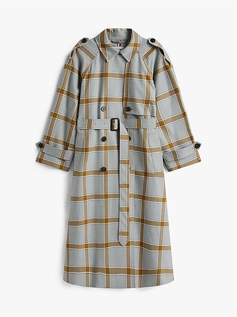 Kadın Light Wool Check Trençkot Çok renkli WW0WW468690LH