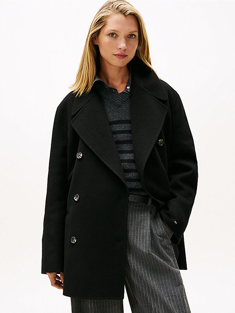 Kadın Wool Blend Kaban Siyah WW0WW47479BDS