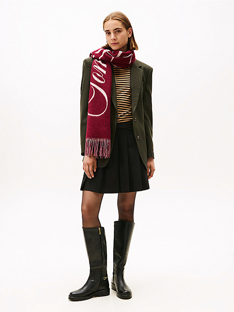Kadın Timeless Wool Pleated Etek Siyah WW0WW48354BDS