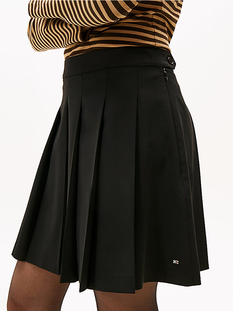 Kadın Timeless Wool Pleated Etek Siyah WW0WW48354BDS