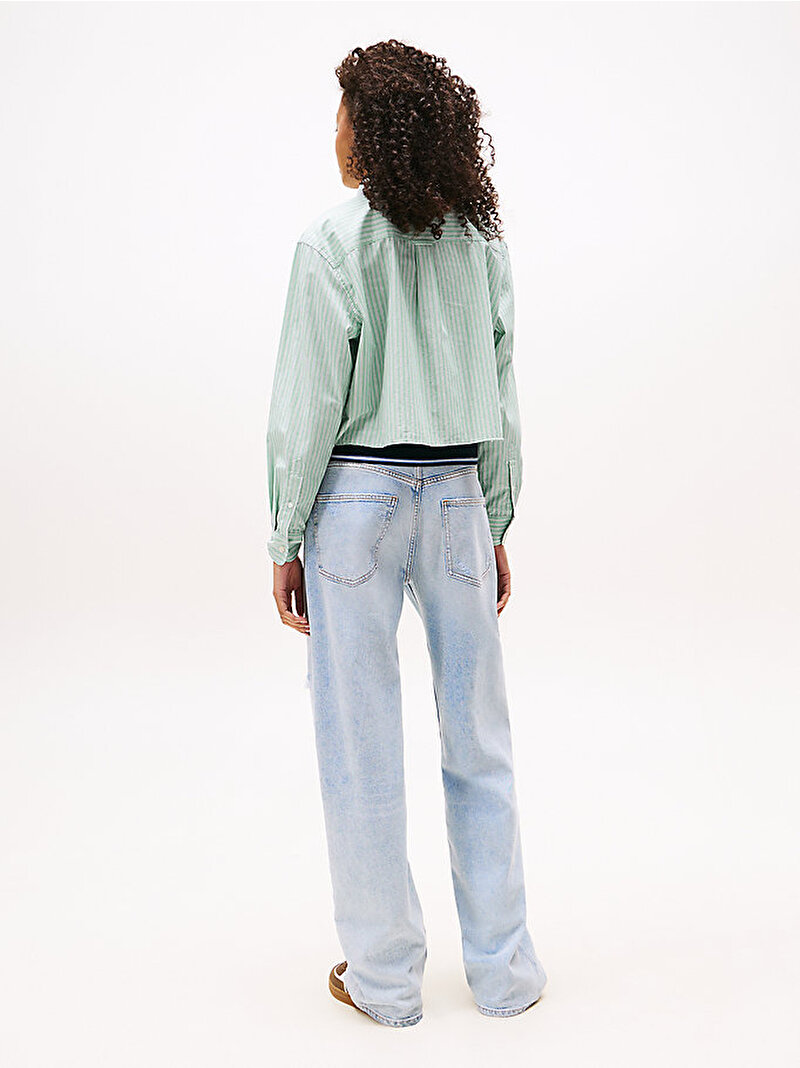 Kadın TJW Crop Relax Crest Gömlek Yeşil DW0DW21453MAS