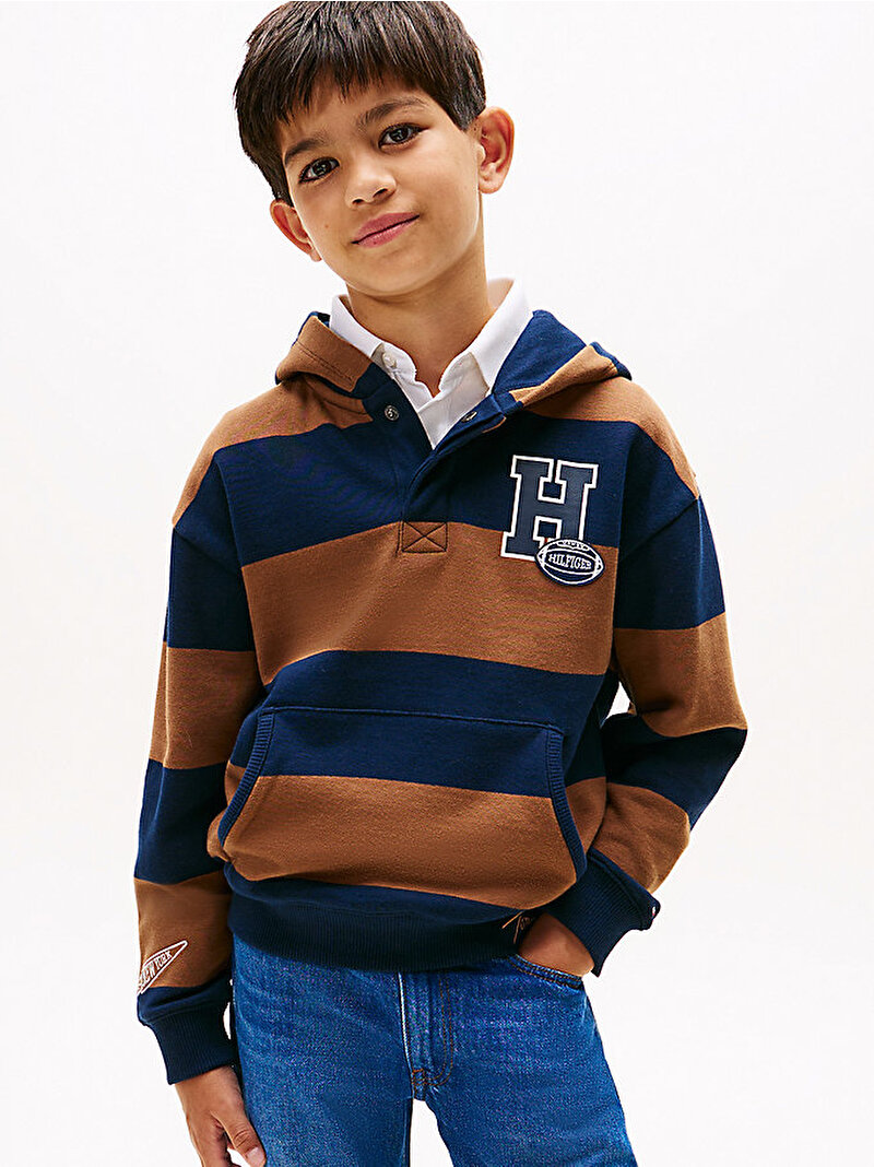 Erkek Çocuk Varsity Stripe Button Hoodie Çok renkli KB0KB09981GVP