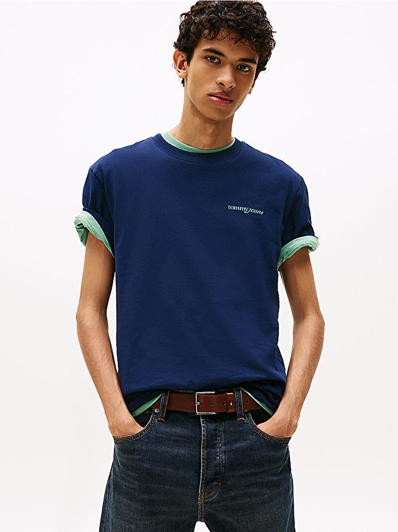 Erkek TJM Regular Blur T-shirt Lacivert DM0DM21982C1G