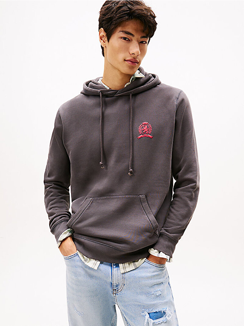 Erkek TJM Reg Washed Crest Sweatshirt Gri DM0DM22085BDS