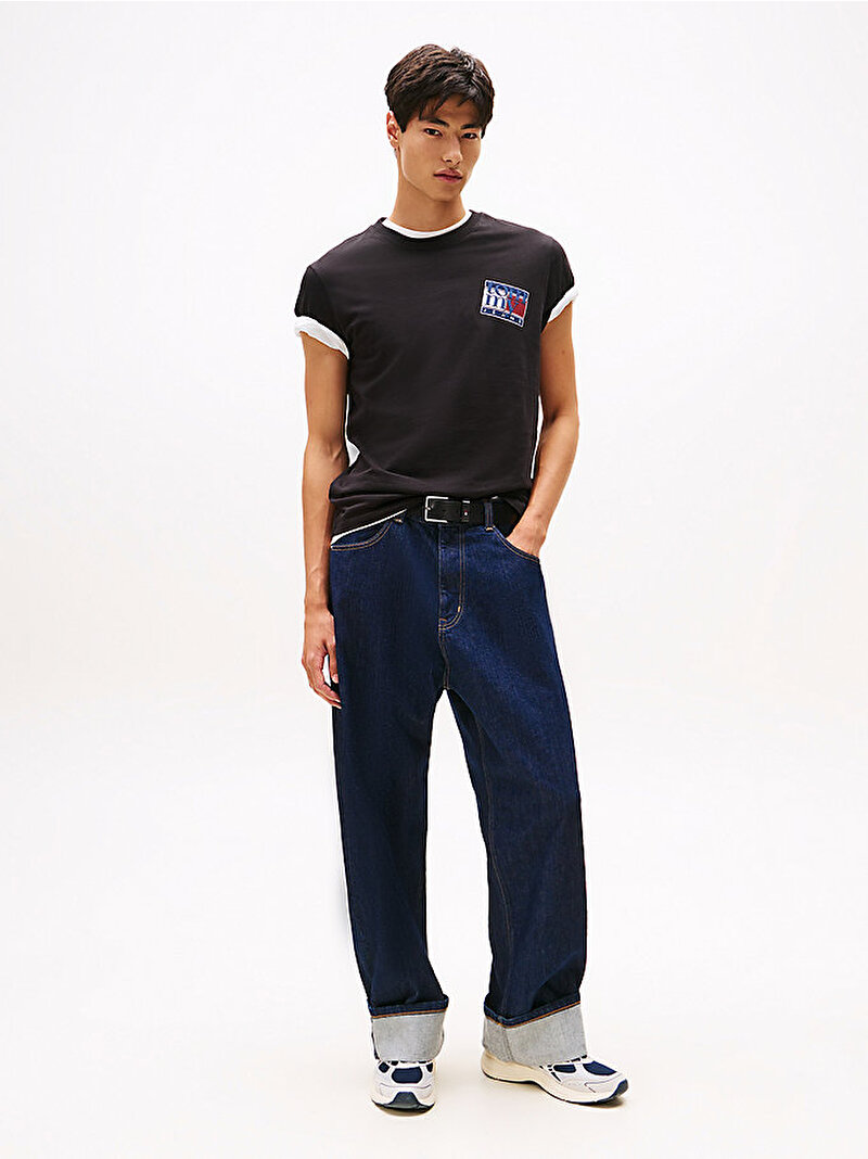 Erkek TJM Regular Flag Dna T-shirt Siyah DM0DM22127BDS