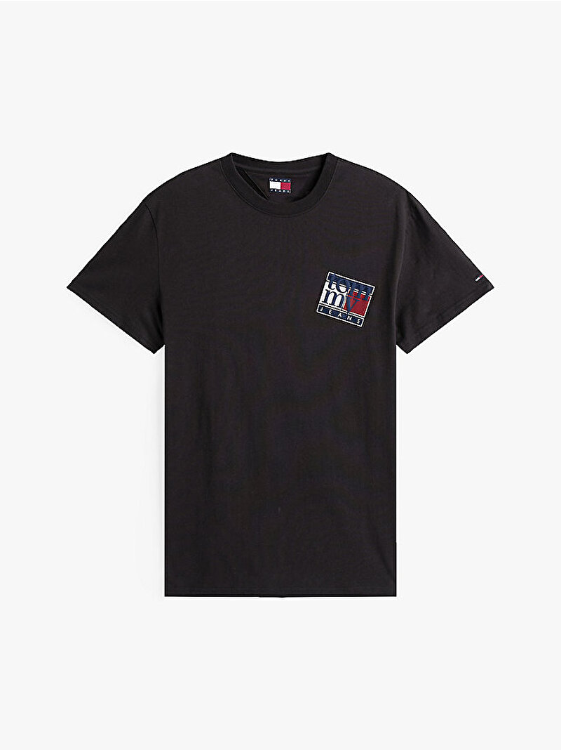 Erkek TJM Regular Flag Dna T-shirt Siyah DM0DM22127BDS