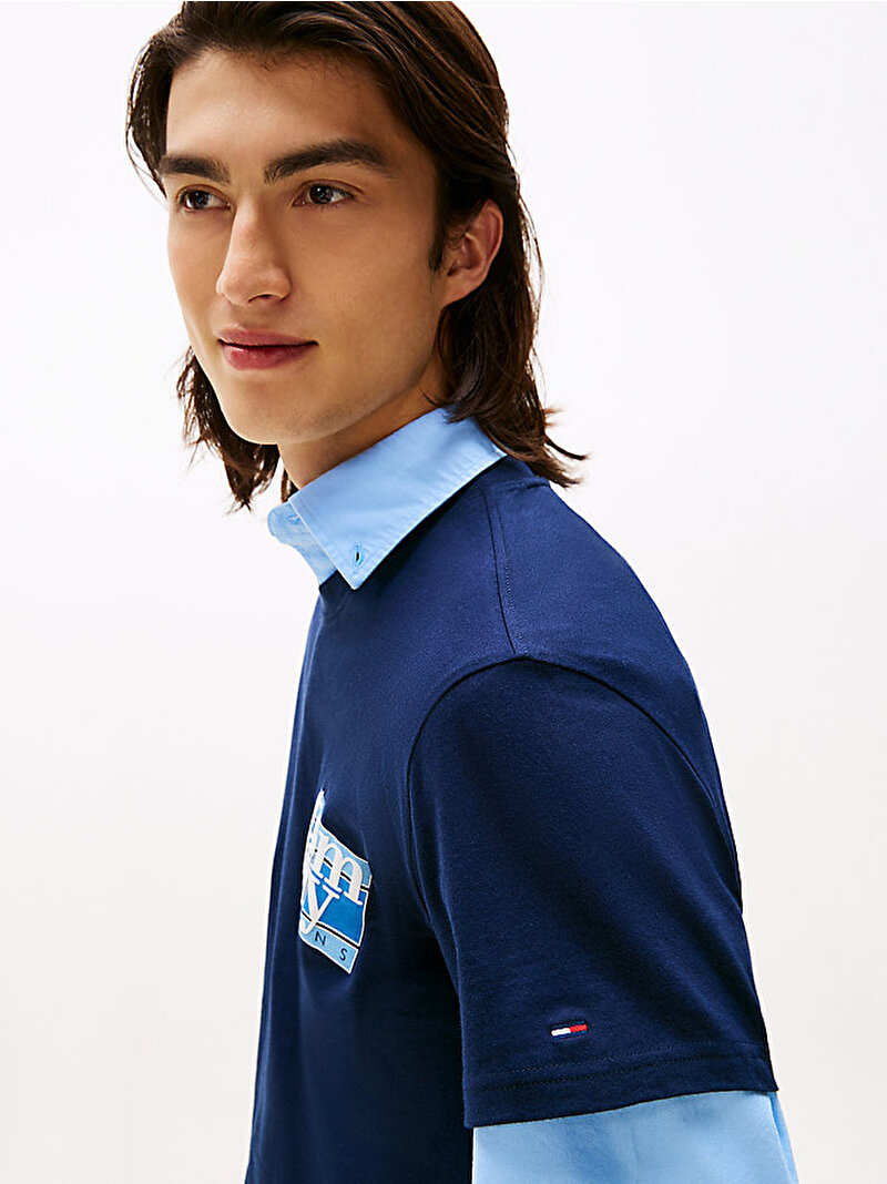 Erkek TJM Regular Flag Dna T-shirt Lacivert DM0DM22127C1G