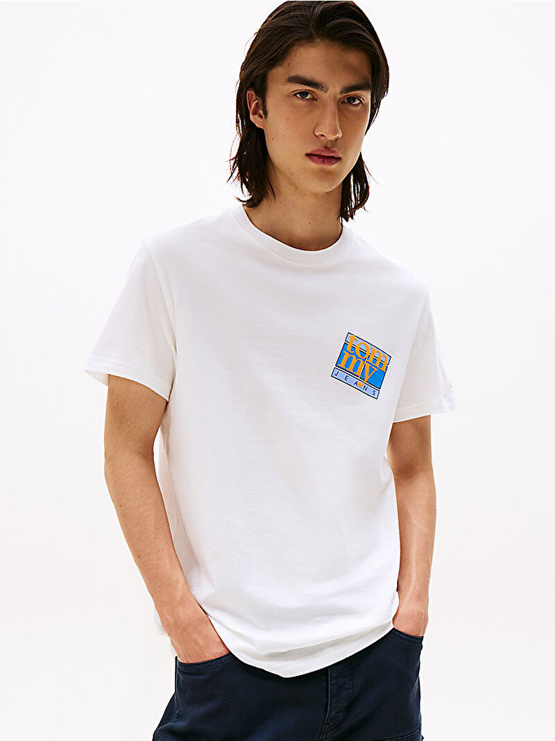 Erkek TJM Regular Flag Dna T-shirt Ekru DM0DM22127YBL