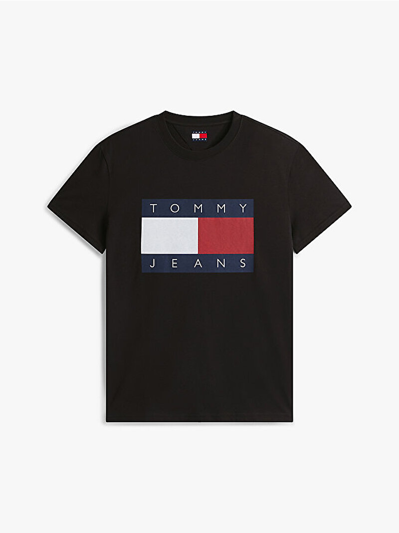 Erkek TJM Regular Big Flag T-shirt Siyah DM0DM22645BDS