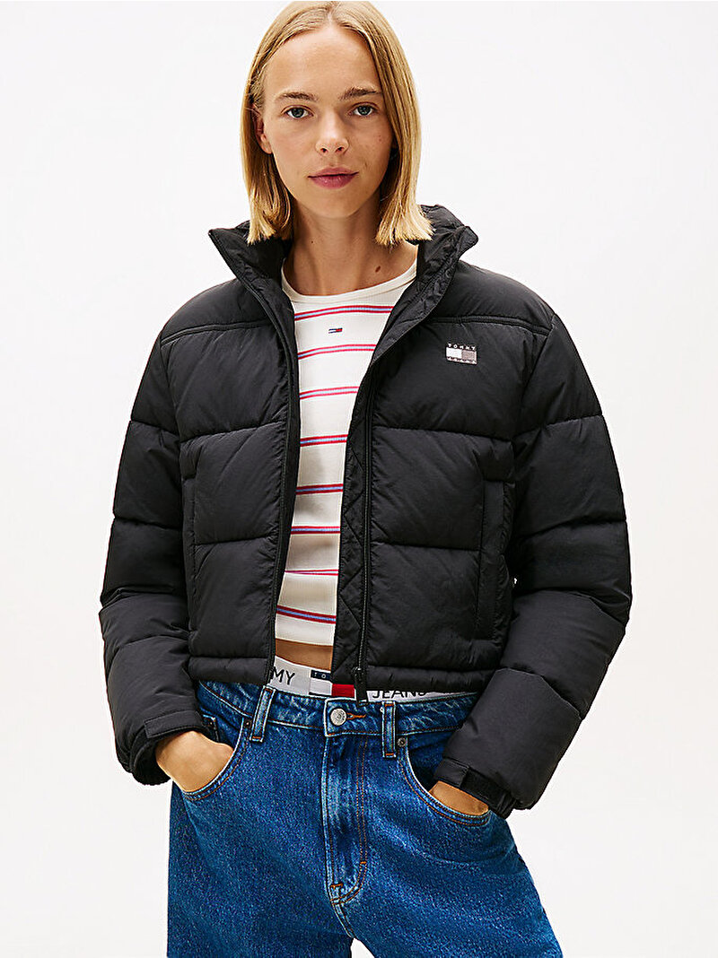 Kadın TJW Flag Back Puffer Mont Siyah DW0DW21620BDS