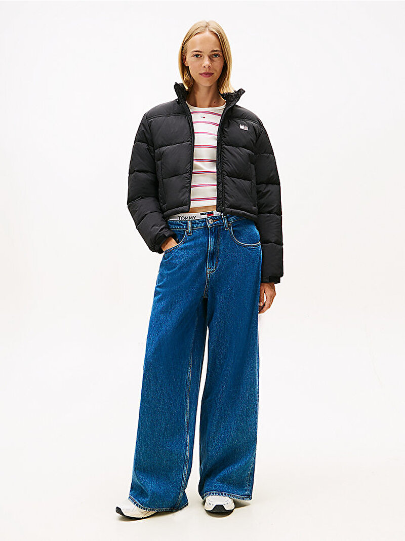 Kadın TJW Flag Back Puffer Mont Siyah DW0DW21620BDS