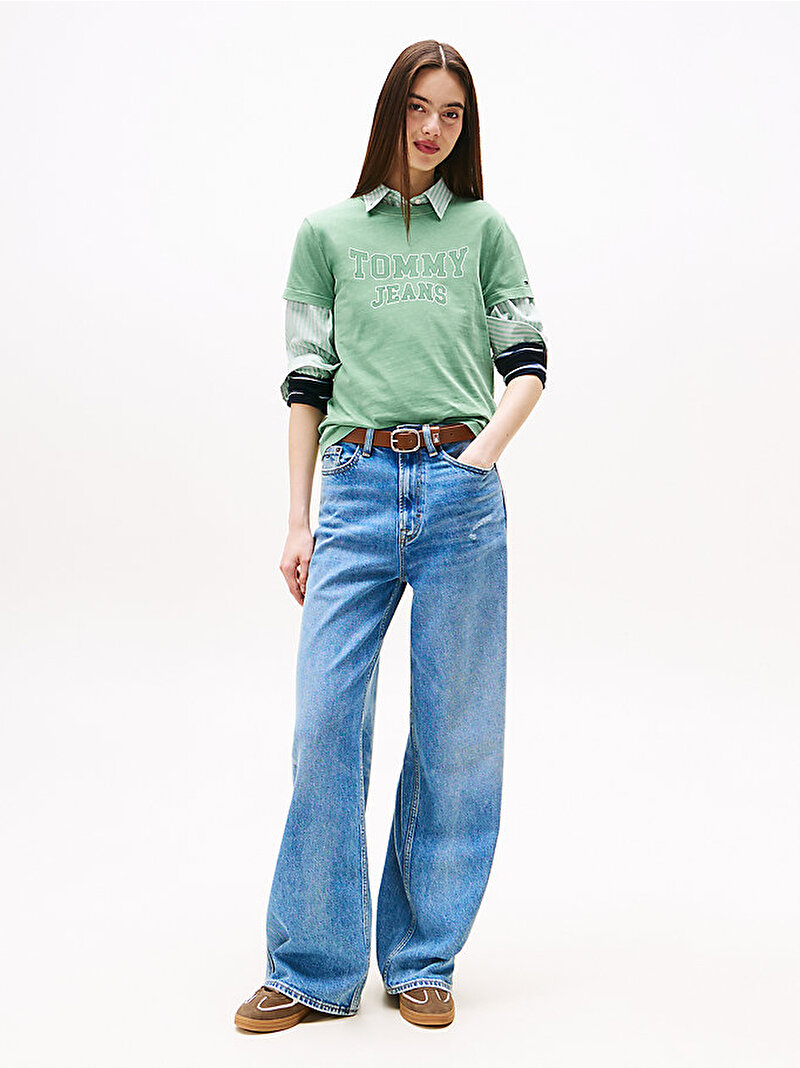 Kadın TJW Regular Varsity T-shirt Yeşil DW0DW21966MAS